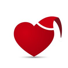 Vector Love Heart with Santa Hat N2