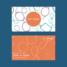 Vector colorful glasses vertical round frame pattern business cards set N2