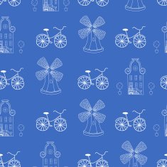 Seamless pattern with Dutch ornaments (Deflt blue style)