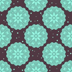 Ethnic seamless pattern with large mandalas flowers and dots