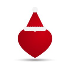 Vector Love Heart with Santa Hat N4