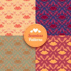 Seamless Patterns Set with Heart