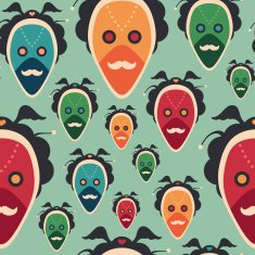 Colorful seamless pattern with extravagant masks