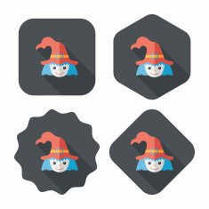 cute witch flat icon with long shadow eps10 N27