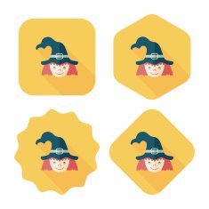 cute witch flat icon with long shadow eps10 N29