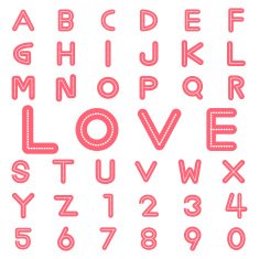 Alphabet fonts and numbers for valentine N2