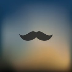 mustache icon on blurred background