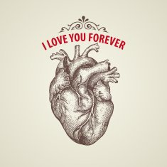 Valentine's Day card Retro engraving heart