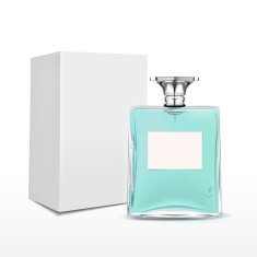 elegant perfume bottle with label and package box