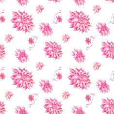 Watercolor pattern with pink flowers