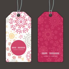 Vector folk floral circles abstract vertical round frame pattern tags