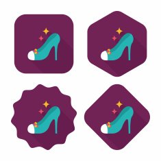 Wedding high-heeled shoes flat icon with long shadow eps10 N4