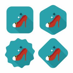 Wedding high-heeled shoes flat icon with long shadow eps10 N7
