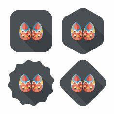 Embroidered shoes flat icon with long shadow eps10 N10