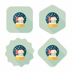 snow globe and gifts flat icon with long shadow N10