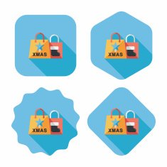 Christmas shopping bag flat icon with long shadow eps10 N6
