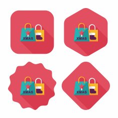 Christmas shopping bag flat icon with long shadow eps10 N7