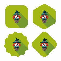 cute witch flat icon with long shadow eps10 N30