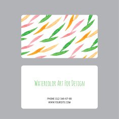 business cards design template with watercolor drawings of plants