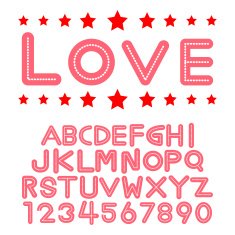 Alphabet fonts and numbers for valentine N3