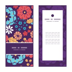 Vector colorful bouquet flowers vertical frame pattern invitation greeting cards