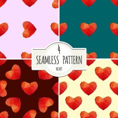 Four seamless pattern backgrounds with hearts N2