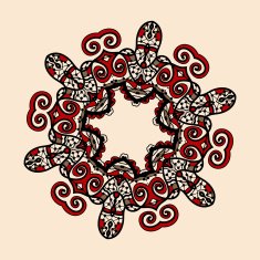 Tribal style mandala in red and brown color Vintage design