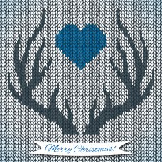 Decorative background with knitted deer horns