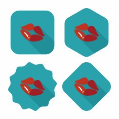 Valentine's Day lip flat icon with long shadow eps10 N6