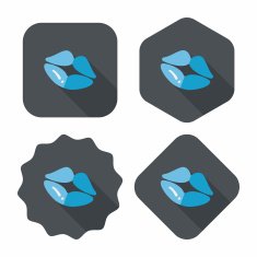Valentine's Day lip flat icon with long shadow eps10 N7