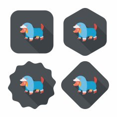 Pet Clothes flat icon with long shadow eps10 N29
