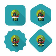 snow globe and gifts flat icon with long shadow N11