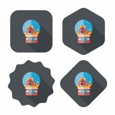 snow globe and gifts flat icon with long shadow N12
