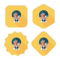 snow globe and gifts flat icon with long shadow N14