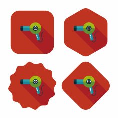 Hair dryer flat icon with long shadow