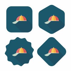 Peaked cap flat icon with long shadow