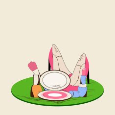 Make-up cosmetic with woman sandal