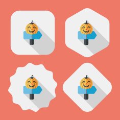 pumpkin sign flat icon with long shadow eps10 N2