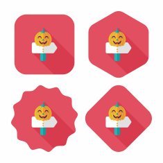 pumpkin sign flat icon with long shadow eps10 N3