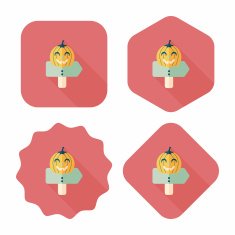 pumpkin sign flat icon with long shadow eps10 N4