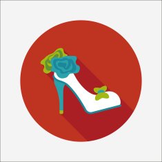 Wedding high-heeled shoes flat icon with long shadow eps10 N18