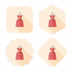 wedding dress flat icon with long shadow eps10 N26