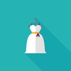 wedding dress flat icon with long shadow eps10 N27