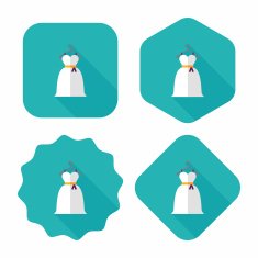 wedding dress flat icon with long shadow eps10 N29