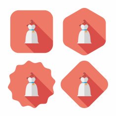 wedding dress flat icon with long shadow eps10 N31