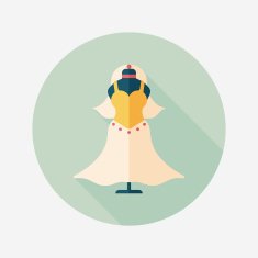 wedding dress flat icon with long shadow eps10 N36