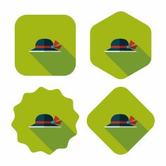 Women hat flat icon with long shadow N17