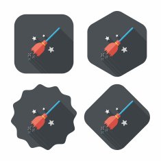 Witch broom flat icon with long shadow eps10 N6