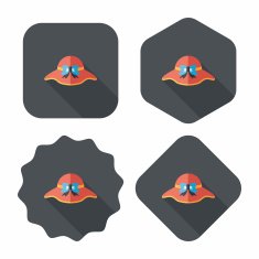 Women hat flat icon with long shadow eps10 N11
