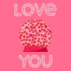 hearts in glass ball and hand-drawing love word N2